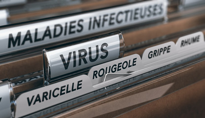 Liste des maladies infectieuses virales, varicelle, rougeole, grippe et rhume.