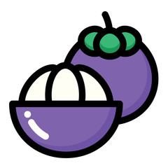 Mangosteen half LineColor illustration