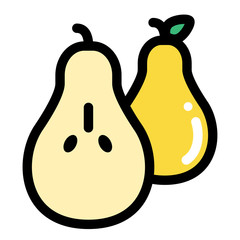 Pear half LineColor illustration
