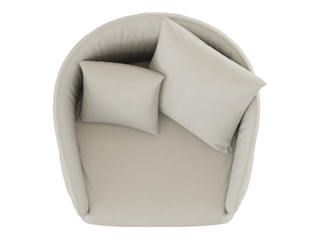 Fototapeta na wymiar Soft light armchair with two pillows on a white background 3d rendering