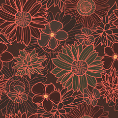 Samless vector pattern with flowers