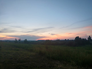 Sunset in the field in Ukraine.lviv.