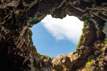 Raufarholshellir lava cave, South Iceland, Europe, Raufarhólshellir cave, one of the longest lava tubes in Iceland.