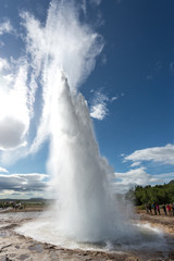 Strokkur, Iceland, active geyser, Golden Circle, alongside Gullfoss Waterfall and Þingvellir National Park, eruption