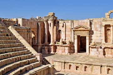 Obraz premium Roman Ruins of Jerash , Ancient Roman city of Gerasa of Antiquity , modern Jerash, Jordan