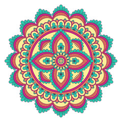 Ethnic ornamental mandala. Decorative design element. Hand drawn vector illustration