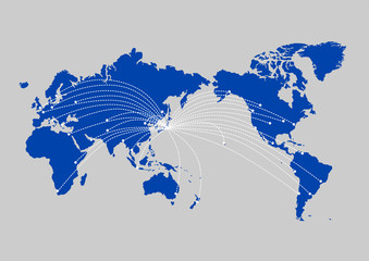 世界地図のイラスト:  グローバリゼーション・ビジネス・旅行イメージ