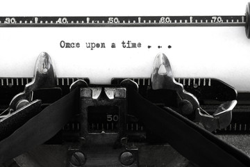Vintage Old Typewriter Keys and Characters Once Upon a Time Story Beginning