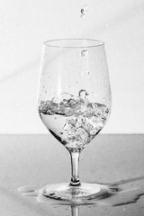Glass with water, black and white photography