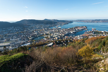bergen norway in the morning, norway, europe, view from the floyen