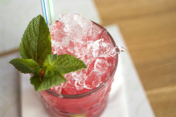 Cocktail with mint and ice.