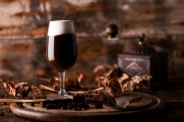 Glass of irish coffee on a table