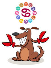 Cancer Zodiac sign with cartoon dog