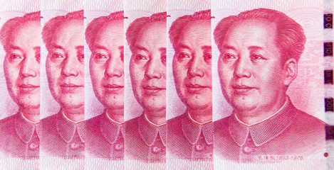 The close up of President Mao on Yuan or RMB, Chinese Currency