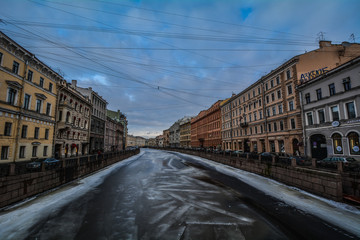 Naklejka na ściany i meble Frozen river, St.Petersburg