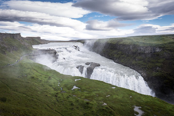 Gullfoss, Golden Falls, iceland, waterfall, in the Hvítá river canyon, south-west Iceland.