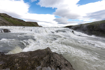 Gullfoss, Golden Falls, iceland, waterfall, in the Hvítá river canyon, south-west Iceland.