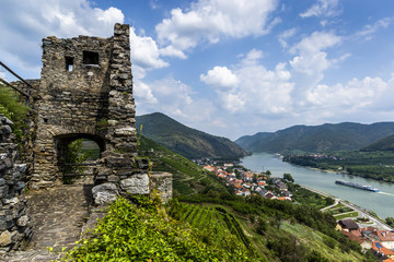 Naklejka premium Ruins of Hinterhaus castle. Spitz, Wachau valley. Austria.