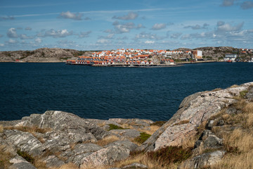 Fototapeta na wymiar View at the coastal city on an island in a summer day.