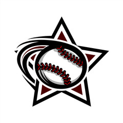 Baseball Swoosh Star Logo 04