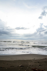 beach with dark sand