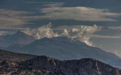 Naklejka premium Impressive clouds over island of Peloponnese, Greece