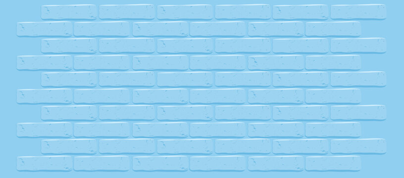 Blue brick wall vector texture.Cracked empty background. Grunge sweet wallpaper. Vintage stonewall. Room baby boy design interior. Prince surface for decoration. Backdrop for man's party. Banner blank