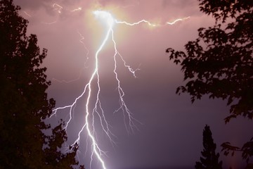 Ground lightning strike with branching