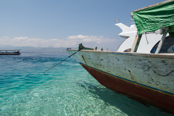 gili meno beach from water at gili island lombok in bali indonesia