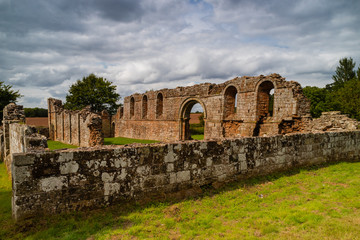 Fototapeta na wymiar White Ladies Priory, once the Priory of St Leonard at Brewood, was an English priory of Augustinian canonesses, now in ruins, in Shropshire.