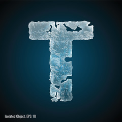 Ice Font / isolated ice shaped letter T vector illustration