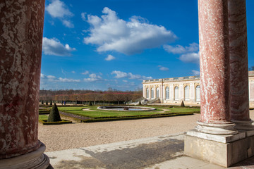 Fototapeta na wymiar The Grand Trianon at the Versailles Palace in a freezing winter day just before spring