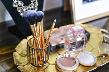 make-up brushes and cosmetics