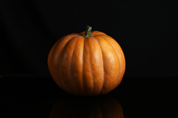 Pumpkin on a dark background, chelow. Copy space.