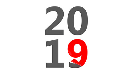 2019 paper cut text. New Year 2019 3d concept