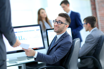 businessman working on a computer on business reports