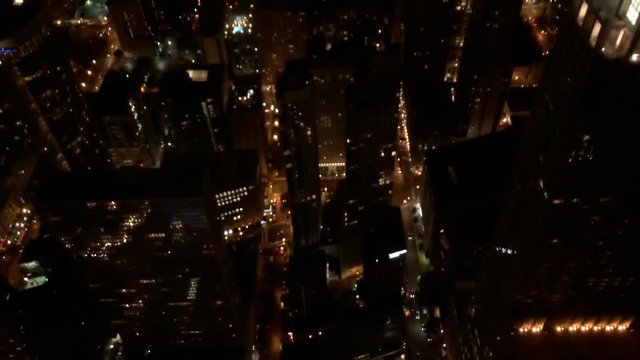 View of the city of Chicago on a summer night from above