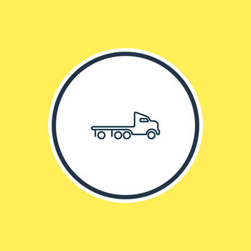 Vector Illustration Of Flatbed Truck Icon Line. Beautiful Carrying Element Also Can Be Used As Wrecker Icon Element.