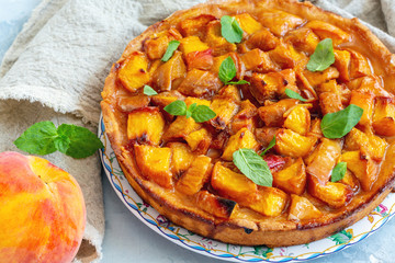 Traditional Italian pie with peaches.
