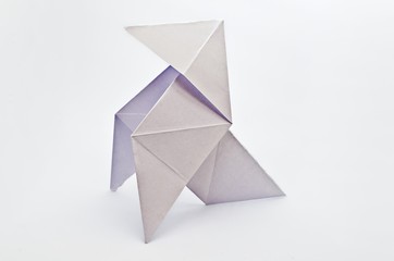 Origami white paper bird