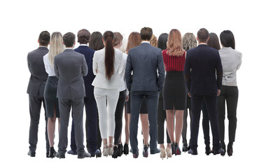 Back view group of business people. Rear view. Isolated over white background.