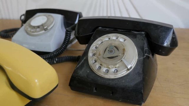 The old antique rotary telephones
