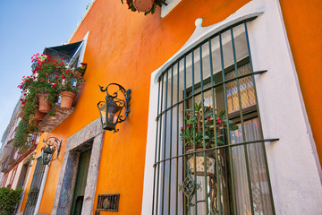 Puebla colorful streets in historic town