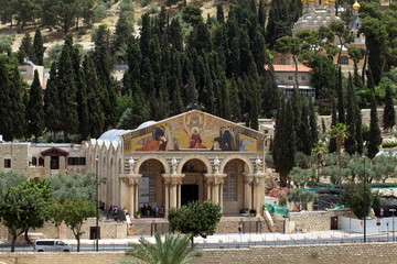 The Temple of All Nations in Jerusalem at the foot of the Mount of Olives