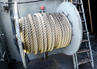 Fototapeta premium big and strong rope on boat