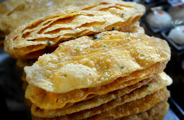 sweet crispy roti in street snack food.