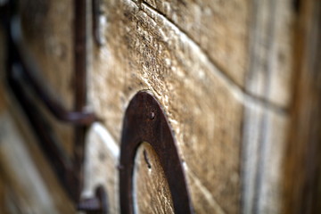 wooden door in the temple of the Lord of Jerusalem. fragment of an old wooden door