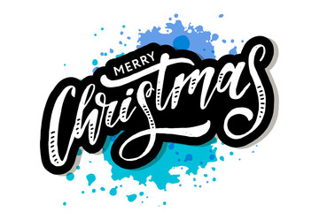 Christmas lettering Calligraphy Brush Text Holiday Sticker Watercolor