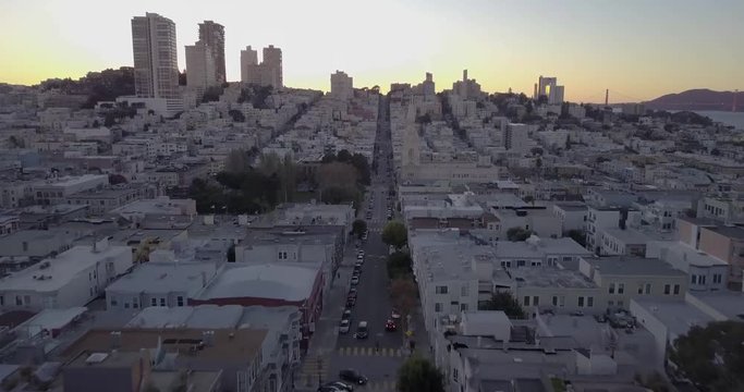 Aerial footage of Russian Hill in San Francisco.