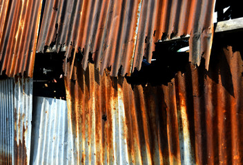 old and rusty galvanised house